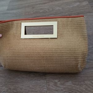 Michael Kors Berkeley soft straw clutch purse